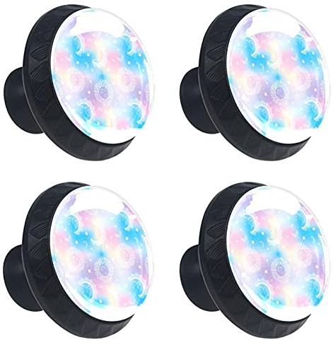 BestIdeas 4 x Türknäufe mit Sonne, Mond, Sterne, Traum, Blau / Pink