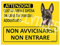 LOVELYTILES Malinois - Panneau de sécurité pour chien - Attention : cette zone est défendue par un chien - Ne pas entrer - Jaune, PVC, 15 x 20 cm
