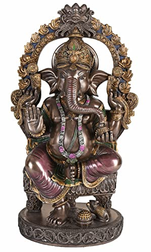 Ganesha Hindu Gott Buddha Keramikmasse mit Bronzeschicht Elefant Elefantengott Veronese Figur Meditation wu77816a4 Palazzo Exklusiv