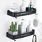 HNVNER Etagere Douche Noir Lot de 2, Étagère Rangement Douche avec 4 Crochets Etagere Salle de Bain sans Percage Serviteur de Douche en Métal pour Shampooing, Antirouille