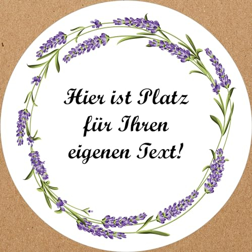 INDIGOS UG - Aufkleber selbst gestalten Blumenmuster - bunt - Lavendel 2 - Wunschtext - 35 Stück - 40mm - personalisierte Geschenke - Etiketten selbstklebend - Dekoration Verpackung von Geschenken