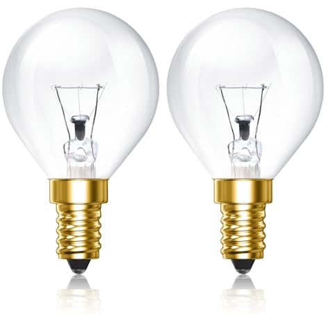 Luxvista Oven Bulb E14 300 Degrees 42W, SES Oven Lamp Dimmable Warm White 2700K 220-240V E14 Small Screw P45/G45 Golf Ball Bulbs for Microwave, Oven, Cooker Hood and Salt Lamp, 2-Pack