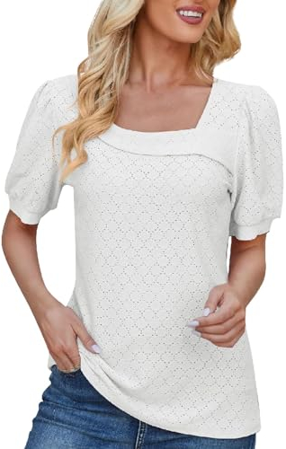 Pullover Damen elegant Langarmshirt Damen weiße Bluse Damen Langarmshirt Damen schwarz Eleganter Pullover Damen Glitzer T-Shirt Pullover Damen Norwegermuster Gym Shirt Pullover (XL, Weiß)