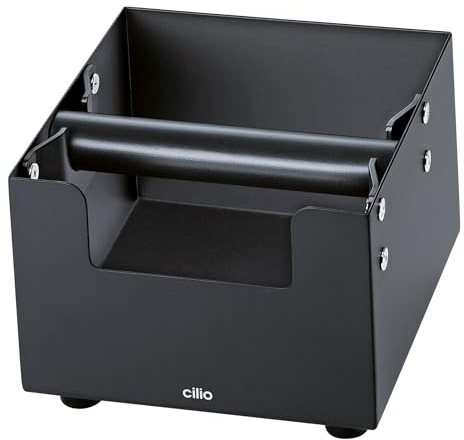 cilio Ausschlagdose BARISTA, 16x16 cm, gummierter Steg, rutschfeste Füße | Knock Box, Edelstahl rostfrei, pulverbeschichtet, für Siebträger-Espressomaschinen, geräuscharm, rutschfeste Füße