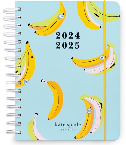 Kate Spade New York Daily Planner 2024-2025, Large Planner August 2024 - December 2025, Hardcover Spiral Planner, Weekly Planner with Monthly Calendar, Stickers, & Pockets (Banana Toss)