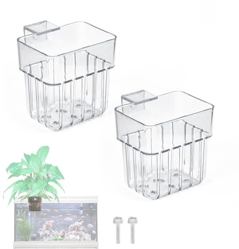 Supporto Piante D'acquario, Portavaso per Piante da Acquario, Porta Piante da Appendere, Plant per Piante D'acquario Trasparente in Acrilico, Decorazione per Acquari, 2 Pezzi