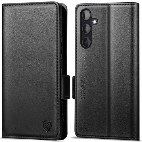 CASBST Handyhülle für Samsung Galaxy A35 5G Hülle, Premium Leder Schutzhülle Klappbar für Samsung A35, Flip Case mit Kartenfach Ständer Magnet Handytasche mit RFID Klapphülle für Galaxy A35 Schwarz