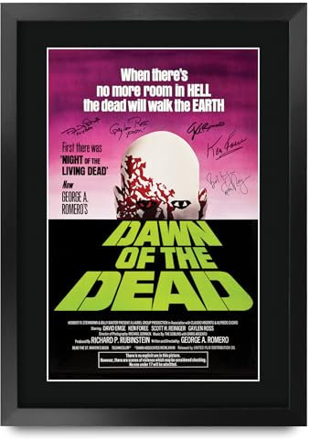 HWC Trading FR A3 Dawn of the Dead (1978) Geschenke Geduckter Poster Signiertes Autogramm Foto für Fans von Film Memorabilien - A3 Gerahmt