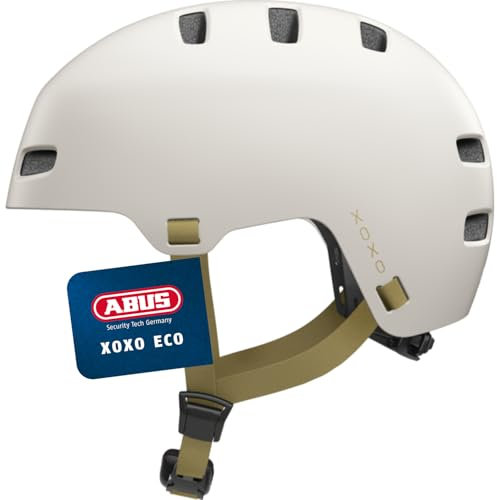 ABUS Fahrradhelm XOXO ECO - Cityhelm im Skater-Look - Helm für Skateboard, Fahrrad, Scooter - alle Komponenten teilweise oder komplett recycelt - für Jugendliche und Erwachsene - Größe S, Taupe