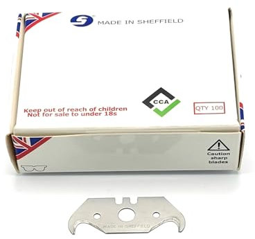 CCA Araseur Cutter Replacement Hook Blades x100. Sheffield Steel for Carpet and Vinyl