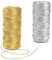 CHSEROK 2 Pezzi Filo D'oro Spago 1,5 mm x 100 m per Rotolo Fili per Braccialetti non Elastico, Dorato Spago e Argento Cordino per Borse Uncinetto, per Corda Fai da Te, Gioielli, Confezione Regalo