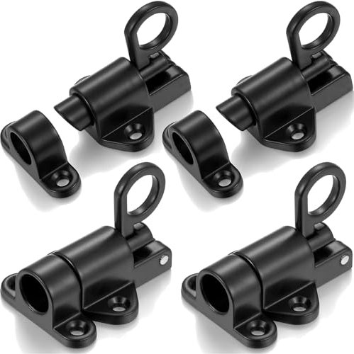 Litensh Chiusura automatica, chiusura a molla, chiusura a bullone resistente, chiusura a bullone a molla, serratura automatica di sicurezza con viti, per cancelli, finestre, armadi, capannoni (4,