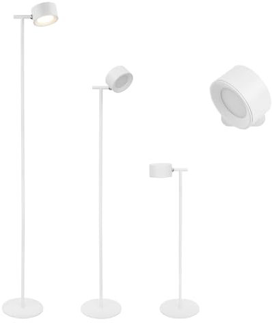 MeLiTec LED-Stehlampe ST55-1 weiß, 3-stufig dimmbar, höhenverstellbar als Stehleuchte für Wohnzimmer oder Schreibtischlampe, Akkubetrieb 12h, Magnetkopf & Wandhalterung, warmweiß (2700K), USB-C