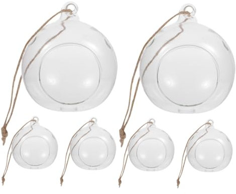 Alipis 6piezas Jarrón Colgante Portavelas De Cristal Transparente Colgante para Velas De Té Decoración De Globo De Cristal para Interiores y Exteriores