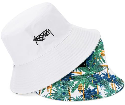 Utensilsto Reversibel Fischerhut für Damen Herren,Baumwolle Buckethut,Outdoor Sonnenhut,Faltbar Anglerhut Doppelseitig für Tägliche Karneval