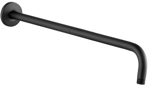 Bras de Douche Avec Bride, Fabriqué en Acier Inoxydable 304, Rallonge de Pommeau de Douche de 60 cm, Bras de Tuyau D'extension, Montage Mural Pour Pommeau de Douche Fixe de Salle de Bain (Noir Mat)