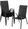 LIFERUN Gartenstühle Stapelstuhl Camping Stapelbar Hochlehner Terrassenstuhl Textilene Stahlgestell für Gärten Innenhöfe Balkone Restaurants 150 kg Belastbar 54 x 69 x 93cm (6pcs, Schwarz)