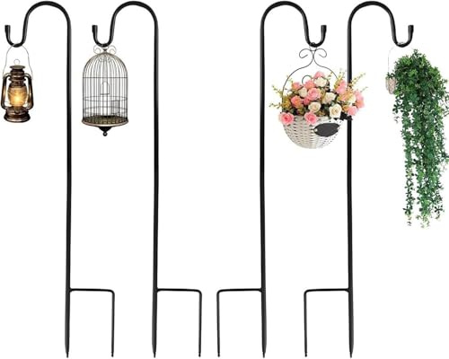4 Stück Schäferhaken,120cm Schäferhaken Garten mit Haken,laternenhalter