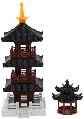 DIYEAH 2stücke Kunststoff Miniaturmodell Antiker Pavillon Aquarium Dekoration Gartenornament Bonsai Dekoration Wohnzimmer Accessoire