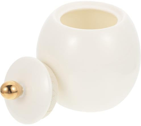 SUPVOX Bocal à Thé en Céramique Blanc Couvercle pour Sucre | Rangement Hermétique pour Thé en Vrac, Poudre et Farine, Design Chic, Décoration de Bureau