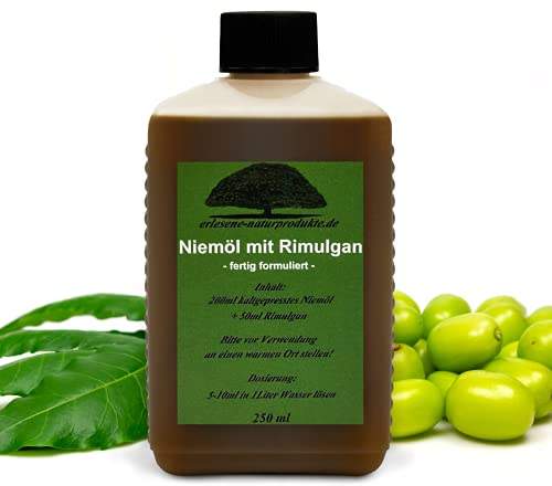 erlesene-naturprodukte Neemöl - Niemöl mit Rimulgan (Emulgator) - fertig gemischtes Pflanzenöl - sofortige Anwendung für gesunde Pflanzen - 250ml