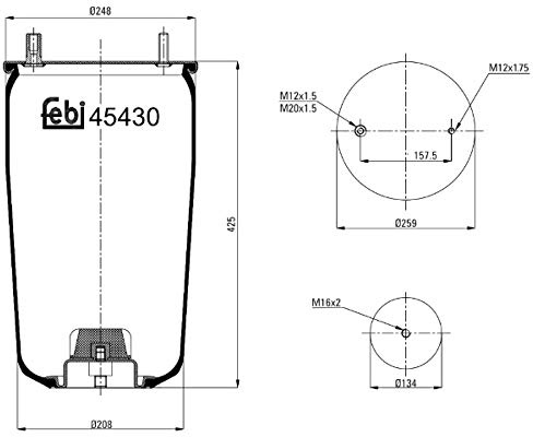 febi bilstein 45430 Luftfederbalg ohne Kolben , 1 Stück