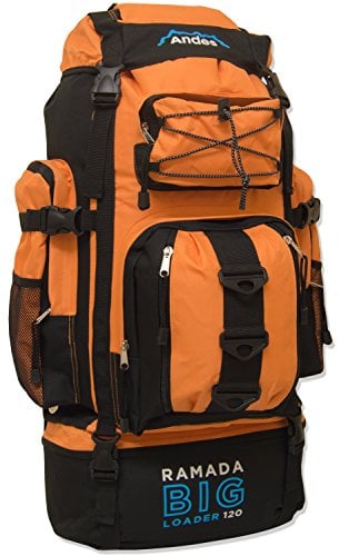 Andes Bright Orange Ramada 120L Extra Large Hiking Camping Backpack/Rucksack Luggage Bag