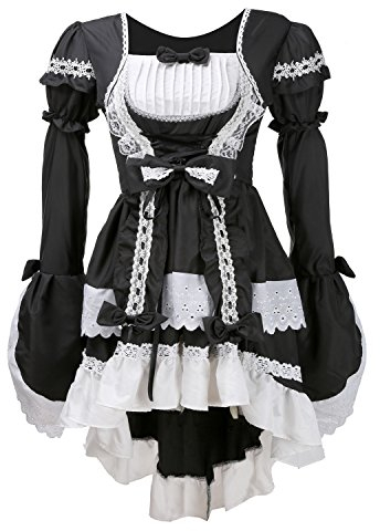 Très Chic Mailanda Damen Gothic Damen Karneval Fasching Cosplay Kostüm Abendkleid (M, Schwarz)
