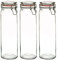 Argon Tableware 3x 2000ml (2 Litre) Clear Glass Spaghetti Jars with Orange Airtight Silicone Seal and Metal Clip Lids - 70.3oz Empty Tall Pasta Kitchen Containers