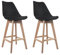 Happy Garden Lot de 2 tabourets de Bar Sven Noirs avec Coussin. Tabourets de Bar Style scandinave avec Dossier et Repose-Pieds, tabourets de Cuisine, Pieds en Bois de hêtre Massif