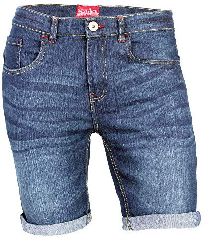 westAce Mens Denim Shorts Stretch Slim Skinny Fit Casual Summer Chino Jeans Shorts Breathable Lightweight Half Pants with Pockets Holiday Travel Everyday Wear Sizes 30W to 40W (32, Light Wash)