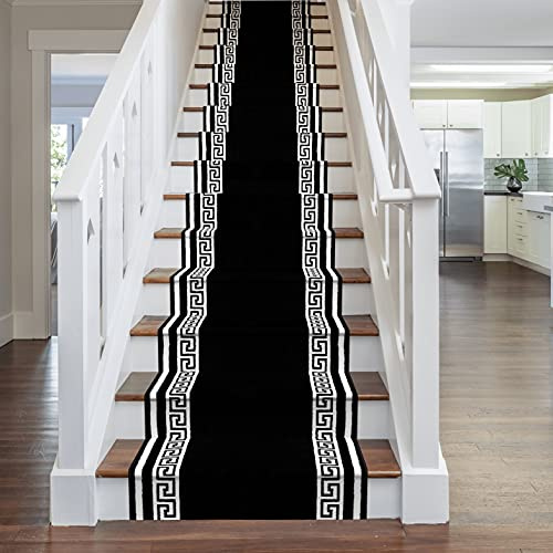 runrug Soft & Comfortable Stair Runner - Smooth & Durable Carpet for Stairs - Stain-Resistant, Fade-Resistant - Multiple Sizes - 70cm x 660cm - 9mm Thick - Key, Black