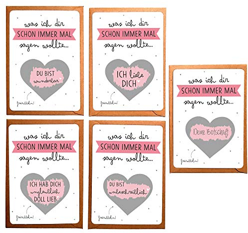 OWLBOOK Rubbelkarte Liebe 5er Set Rubbellos mit Liebesbotschaft Geschenke Geschenkideen für Freund Freundin Mann Frau zum Valentinstag
