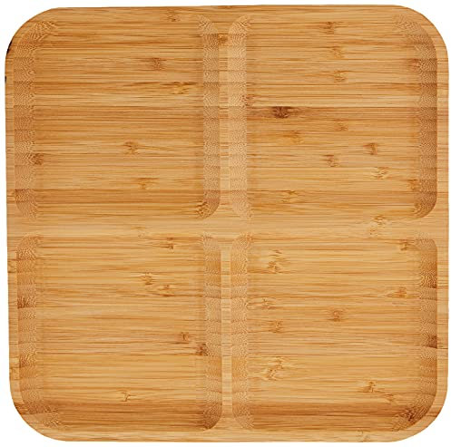 Koopman K8719987314643 Assiette en bambou avec 4 compartiments Marron