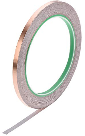 uxcell Double Sided Conductive Tape Slug Repellent Copper Foil Tape Adhesive 5mm x 20m/21.8yards Length for Guitar, EMI Shielding Crafts, Electrical Repairs, Stained Glass