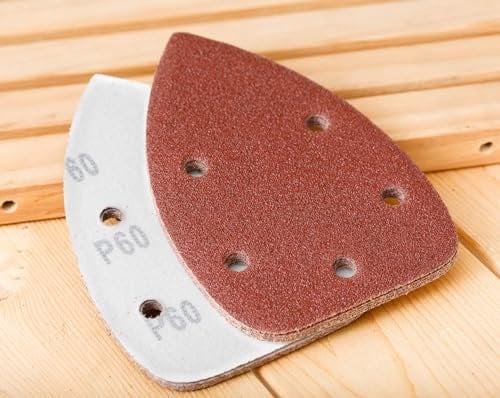 YoiYee 60 Grit Mouse Detail Sander Sanding Sheet, 5 Holes Sand Paper Pad, Hook and Loop Sandpaper, Ideal for Wood/Paint, 140 x 90mm, Pack of 10