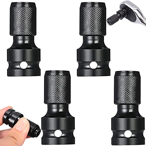 4 Stücke Stecknuss Adapter, 1/2 Vierkantantantrieb auf 1/4 Sechskantschaft, Stecknuss Adapter Sechskantschaft Adapter für Schlagratschenschlüssel Schraubendreher Bit-Halter