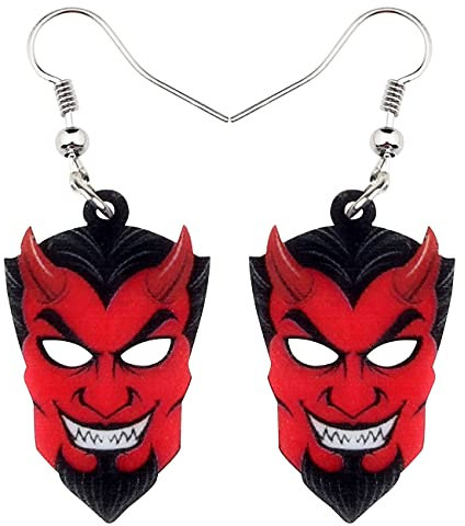 DUOWEI Acryl Halloween heulender Geist Maske Ohrringe Funny Ghost Schmuck für Frauen Teens Mädchen Fancy Geschenke (Rot)