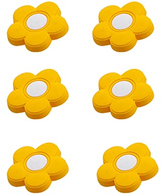 CcHhyyt Cartoon Form Weiche Gummi Knöpfe für Kinder Mädchen Jungen Schrankgriff Schubladen Knöpfe für Kinderzimmer Schränke 6 Stück (Gelb Blume)