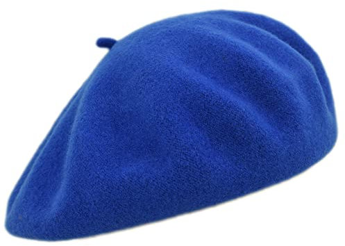 MELEGARI Baskenmütze für Damen | 100% Wolle | Margie Beret | Made in EU, royal blau 558, One size