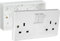 Mr.Gadget's Solutions 13A Double White Switched Socket & Double Surface Mount 25mm Pattress Box 2 Gang Set Electrical Outlets
