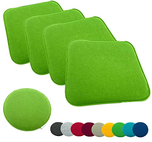 heimtexland ® 4er Pack Sitzkissen Filz Stuhlkissen Bodenkissen Polster Stuhlauflage Indoor Outdoor Kissen eckig Typ631 Filzkissen grün 35x35 cm 4 Stück