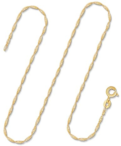 EDELIND Singapurkette Gold Damen Echt Gold, Kette Mit Stempel, Halskette Mit Federring, Länge 70 cm, Gewicht Ca. 1.6 g
