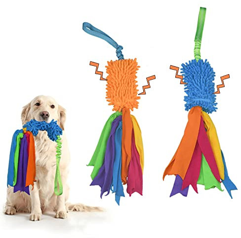 TEKCAM Bungee Tug Toy With Squeaky Chaser Games - Interactive Puppy Agility Training Pull Tugger for Small Medium Large Dogs - Outdoor Chasing Chew Rope