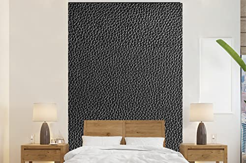 Selbstklebend Tapete Wandpapier Wandaufkleber Fototapete Tapeten Wanddeko 225x350 cm Leder - Lederoptik - Schwarz - Hell