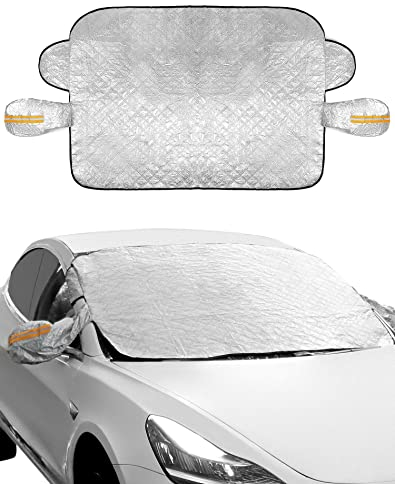 QWORK® Frontscheibenabdeckung, Scheibenabdeckung Auto, Magnetische Autoscheiben Abdeckungen, Anti-UV, Staubdicht Und Wasserdicht, 145 X 113 cm
