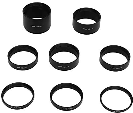 Set di Tubi di Prolunga per Telescopio, 8 Pezzi M48X0,75 Kit di Tubi di Prolunga per Lunghezza Filettatura 3 5 7 10 12 15 20 30 Mm Anello di Prolunga per Fotografia con Telescopio