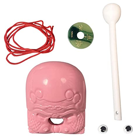 Oshhni Fish Temple Block Guiros Percussion Instruments Figur Kleiner Frosch Musikinstrument für Erwachsene Kinder Kleinkinder Teenager Beste Geschenke, ROSA