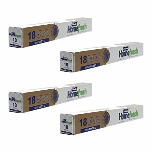 Aluminium Foil Paper 10 Micron 29.5cm x 18m, Pack of 4 - Tin Foil Recyclable Aluminium Sandwich Sheet Wrapping Paper Foil Wrap Food Service Catering Great for Grilling Baking Roasting