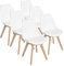 IZTOSS Lot de 6 chaises Style scandinave Catherina (Blanc)- Pieds Bois, 48.5cm x 42cm x 81cm